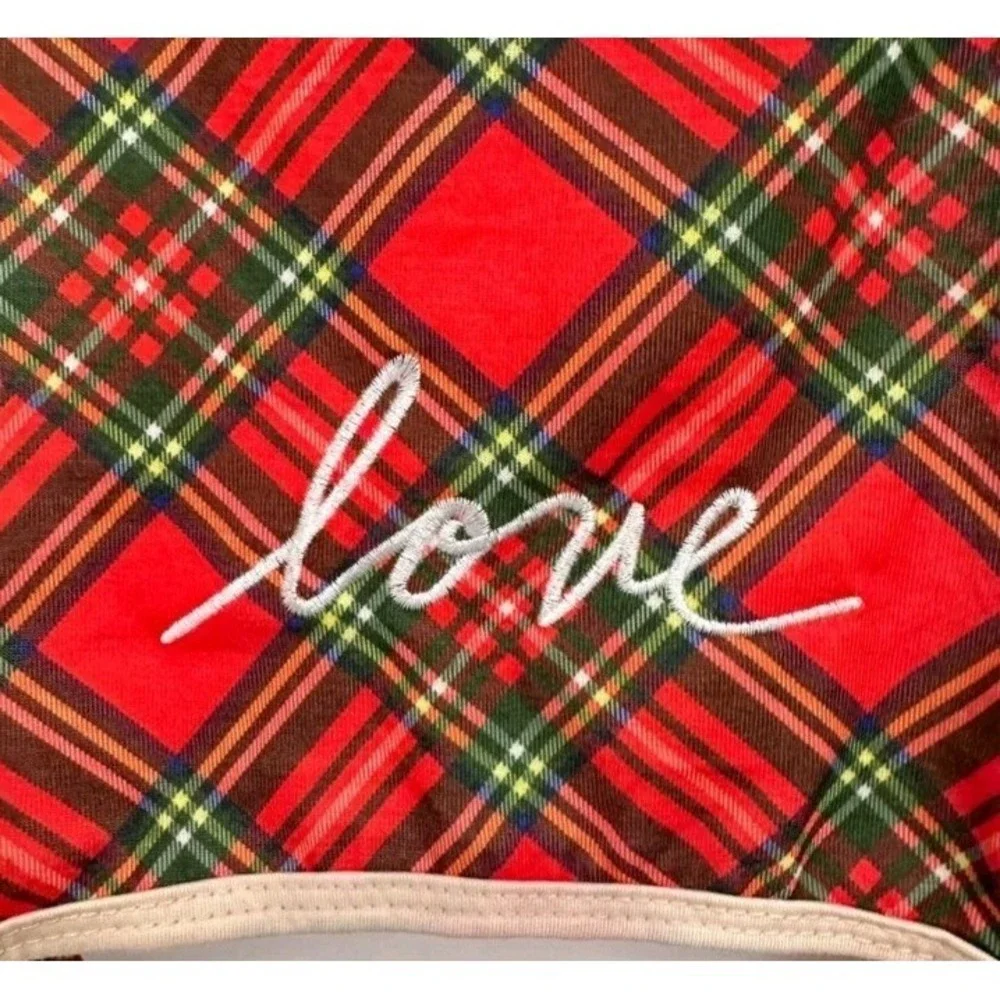 Ellen Degeneres Dog Pajamas 1 Piece Red Plaid 